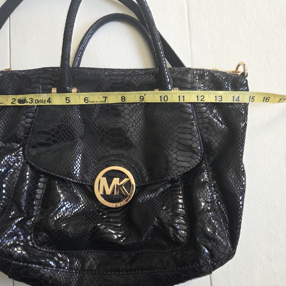 MICHAEL Michael Kors Black Python Embossed Fulton… - image 11